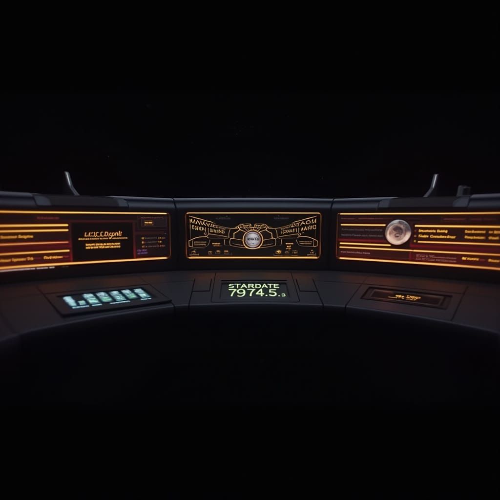 Sleek Futuristic LCARS Interface Wallpaper in Warm Golden Hu...