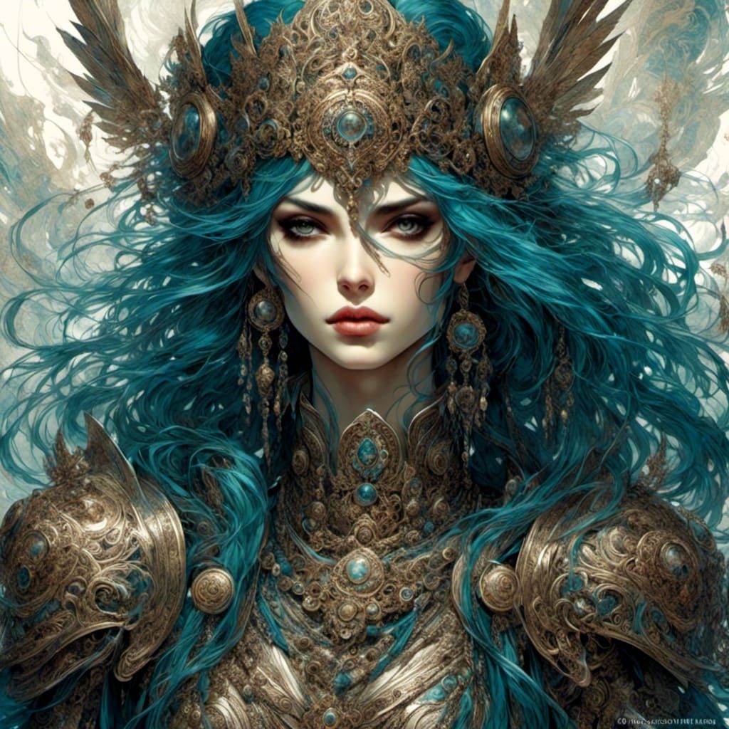 Anime Sensual Gypsy Warrior in Dreamlike Armor