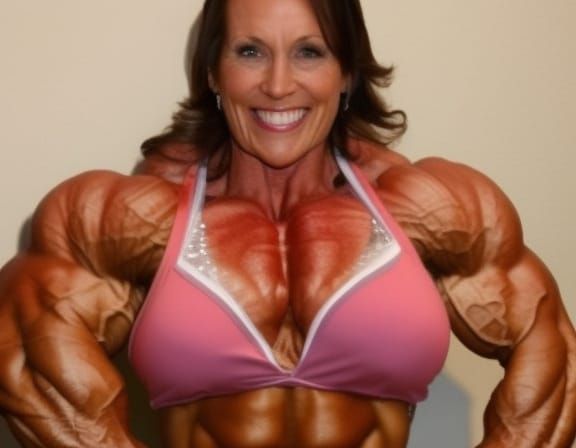 Extremely Muscular Female Bodybuilder
