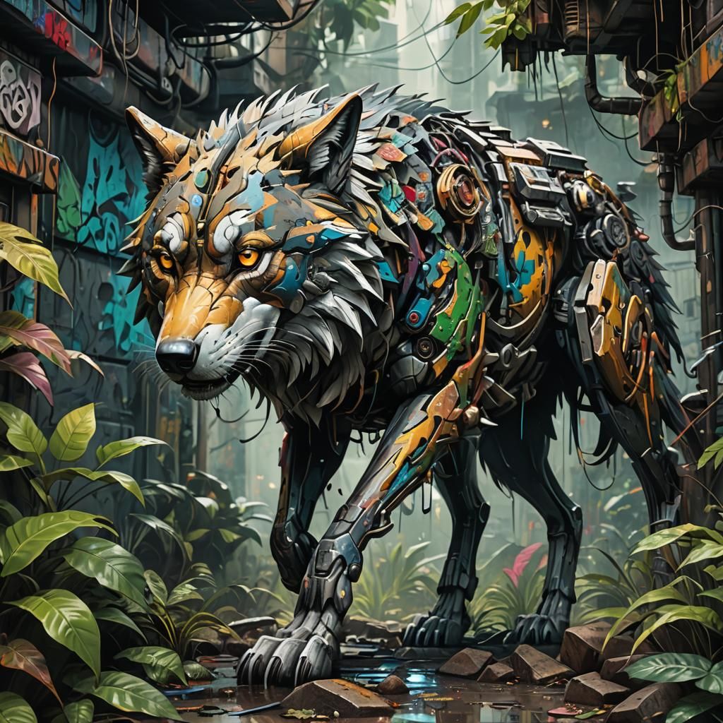 Hyperrealistic Jungle Graffiti Art in 8K