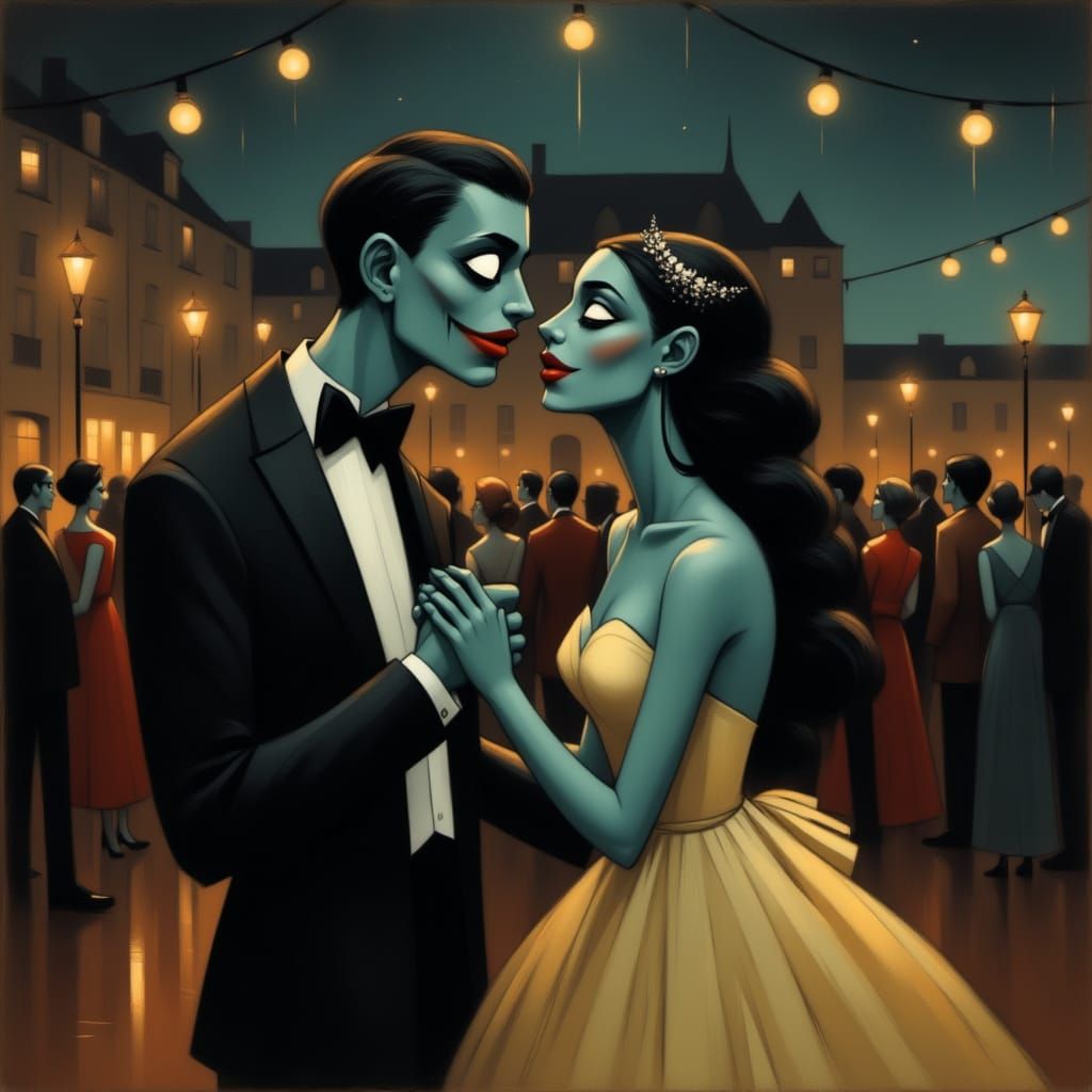 Zombies Holding Hands at Prom Night