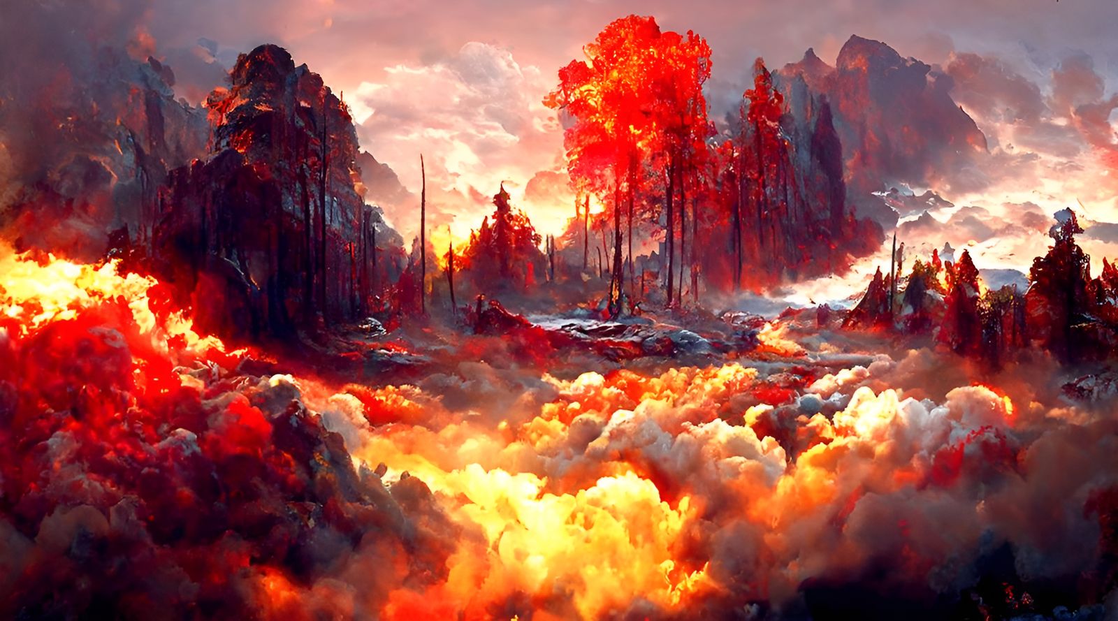 Inferno: Mountain Forest Fire Landscape in 16K