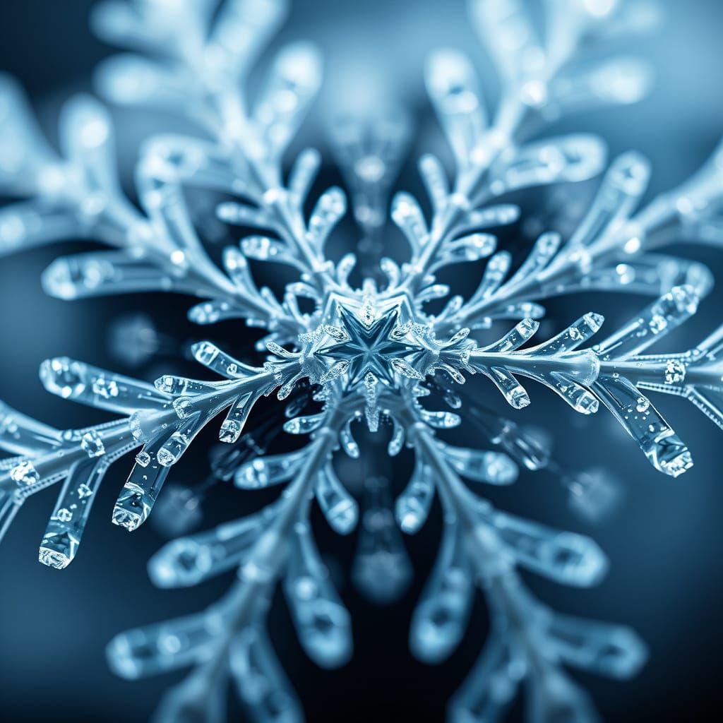 Intricate Fractal Patterns in Snowflake Detail