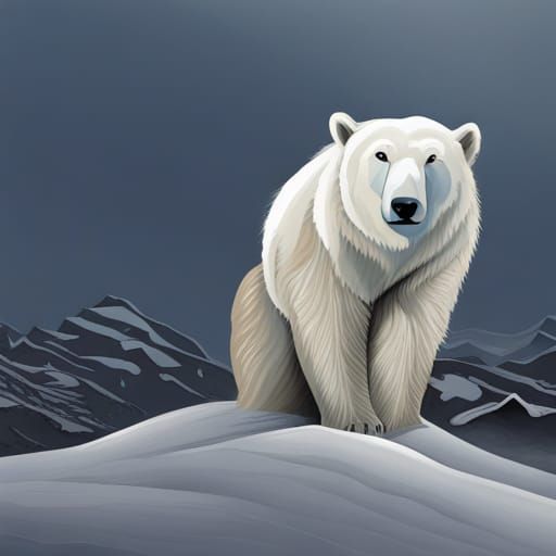 Polar Bear Coloring Page, Simple Line Art