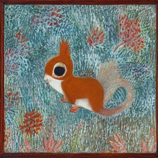 Whimsical Woodland Scene with Giant Pine Nuts