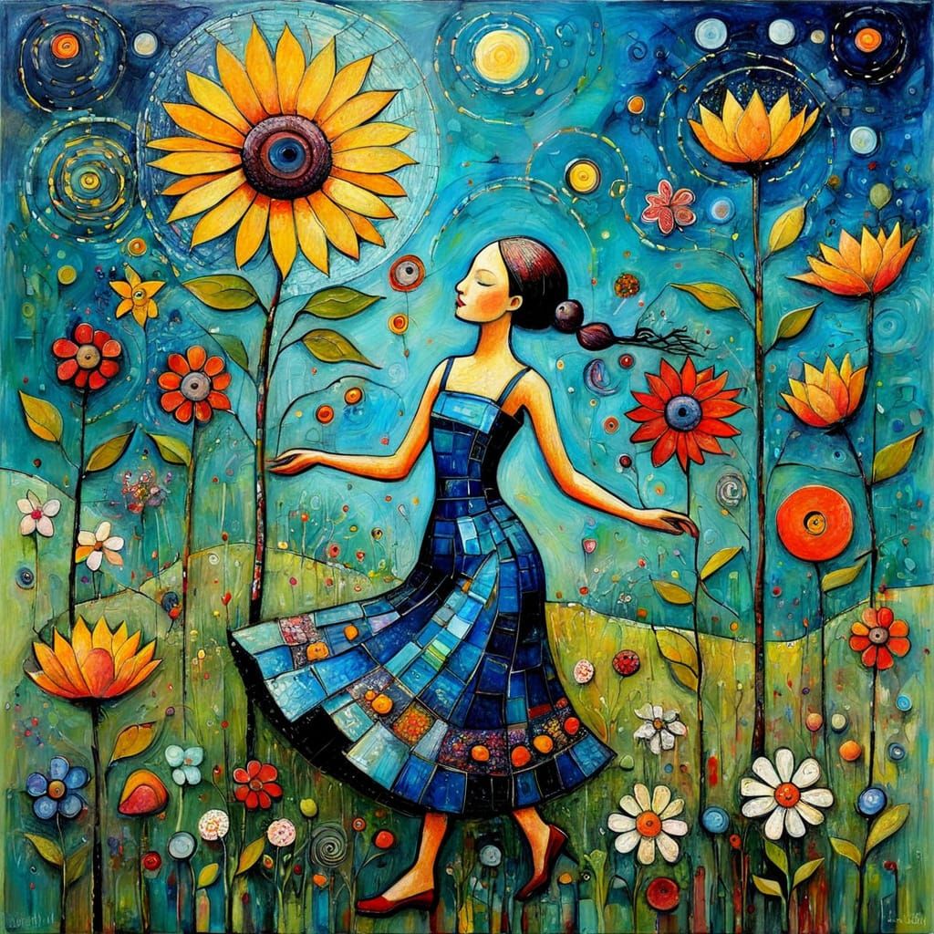 Seasonal Flowers in Textured Naive Art