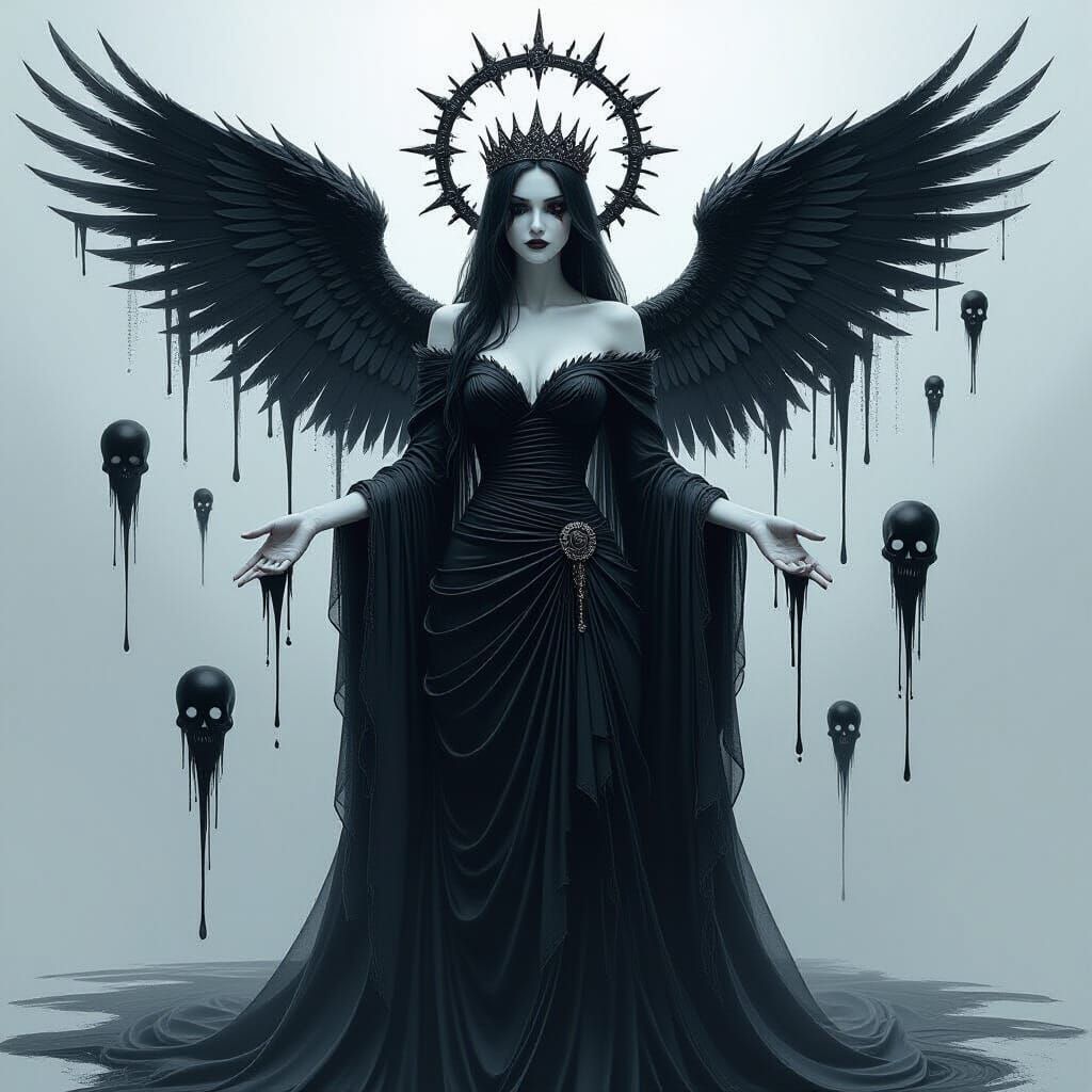 Ink Reaper Empress in Hyper-Realistic Fantasy Style