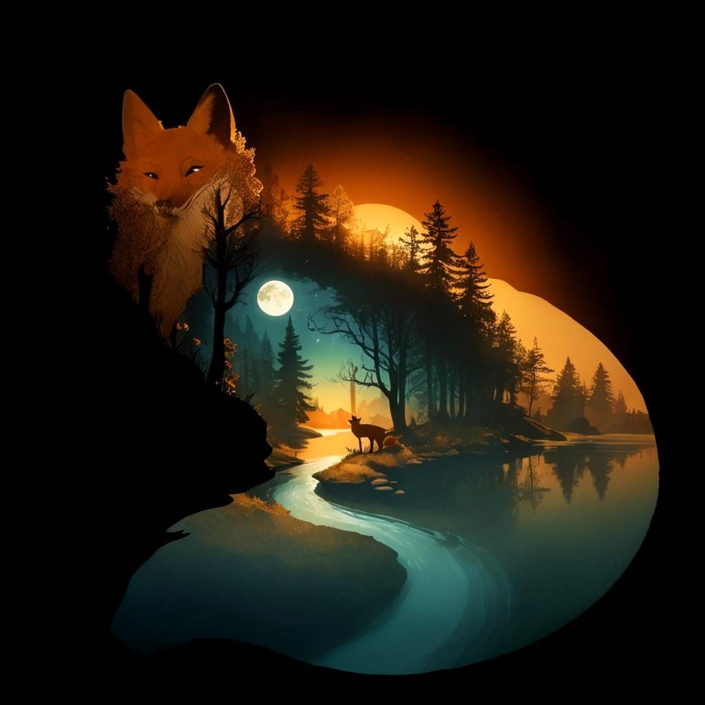 Fox Silhouette Reveals Magical Forest Landscape