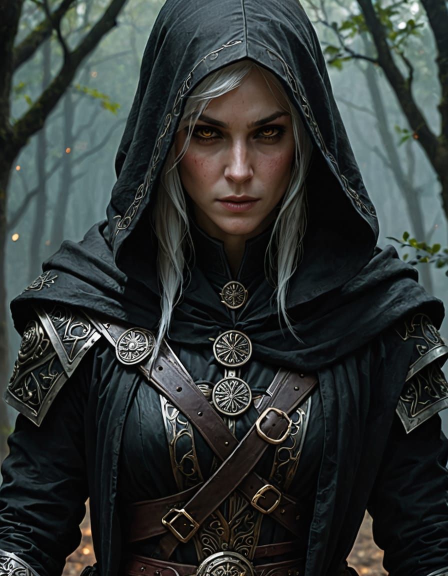 Dark Fantasy Elf Rogue-Wizard in Moody Oil Painting
