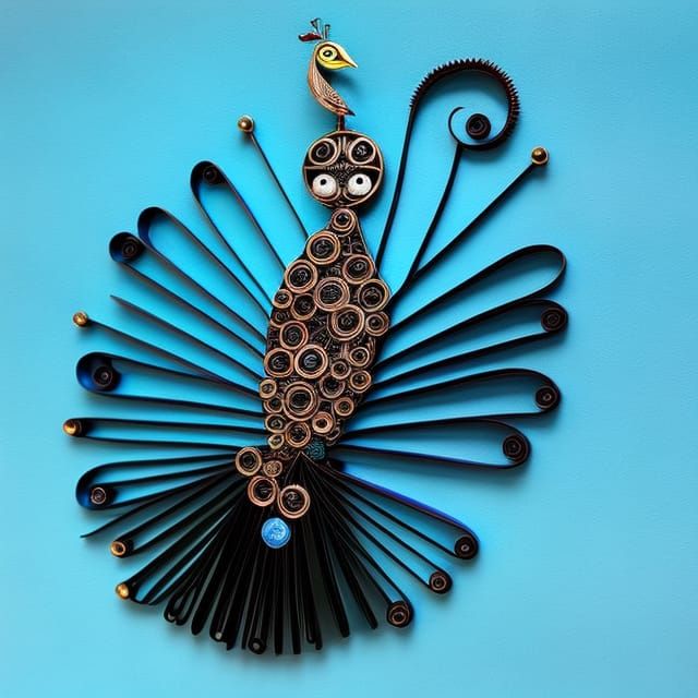 Peacock of Metal and bottle caps 2