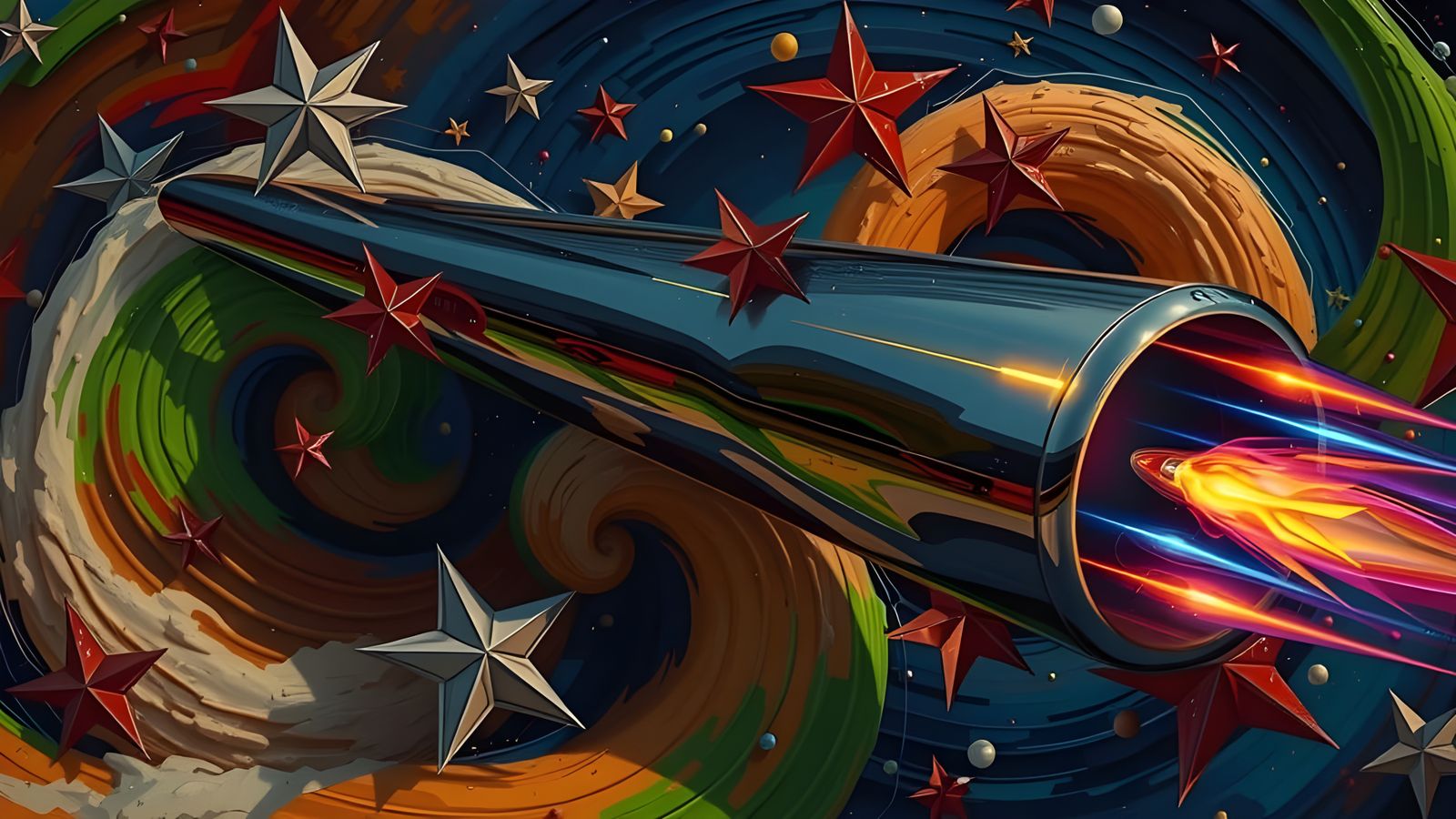 Vivid Oil Paint Vortex with Rainbow Cylinder