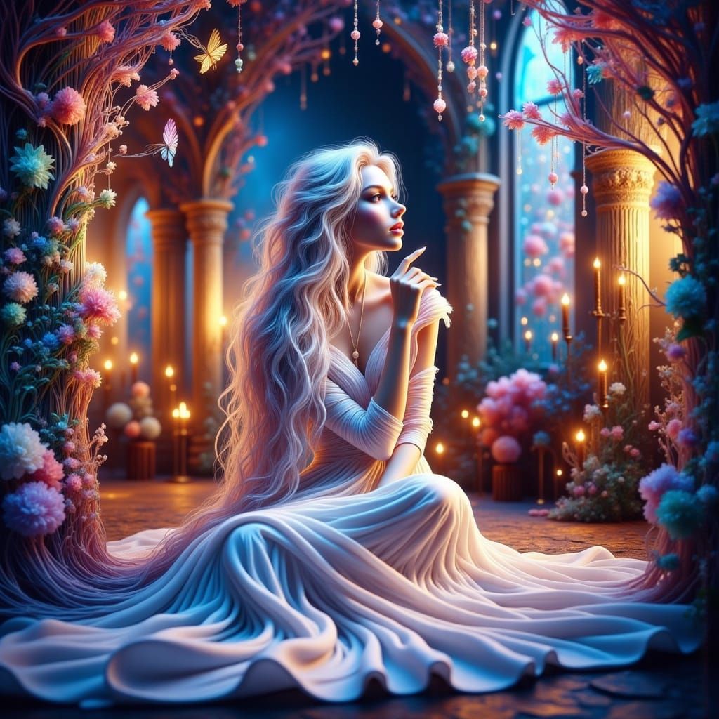 Surreal Fairy Tale Beauty in Vibrant, Stained Glass-Inspired...