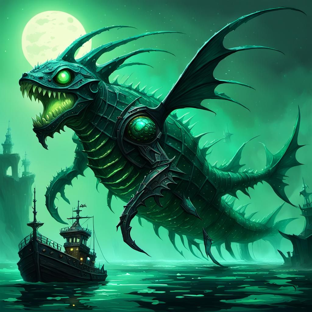 Aquatic Sentinel: A Matte Painting Concept Art