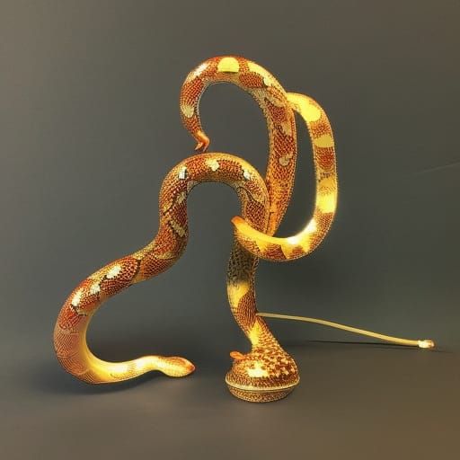 Sacred Gemstone Snake Statue in Gold