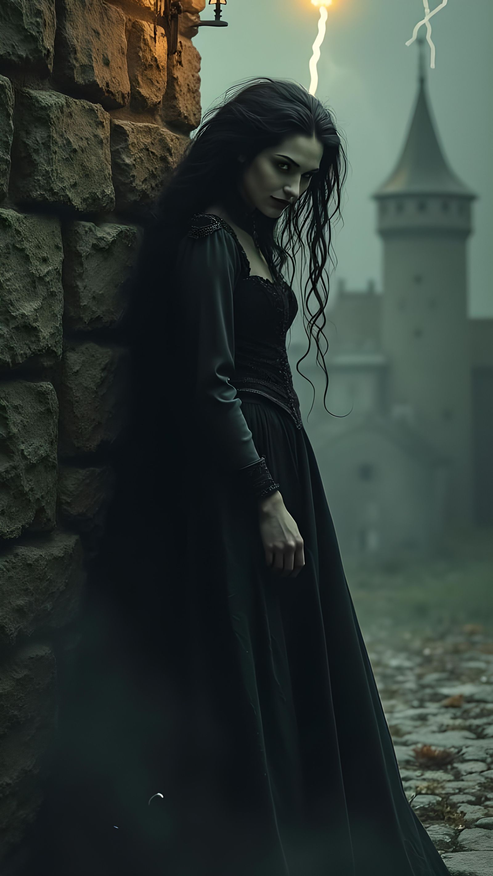 Vampire Rapunzel Portrait in Photorealistic Style