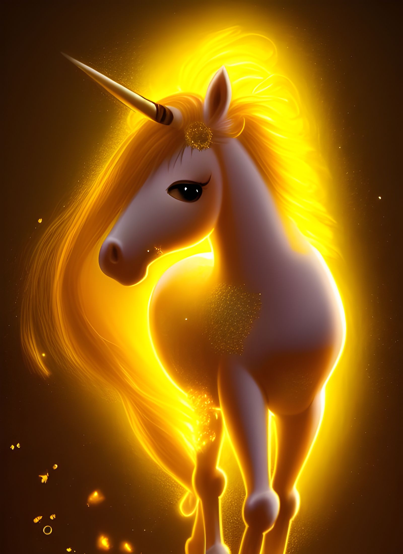 Adorable Honey Unicorn Pony in Pixar Style