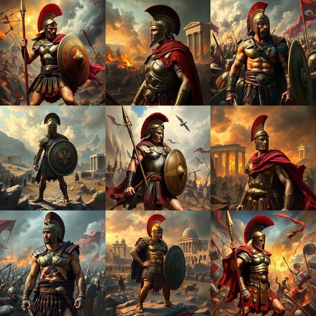 Ancient Greek Warrior Prepares for Battle