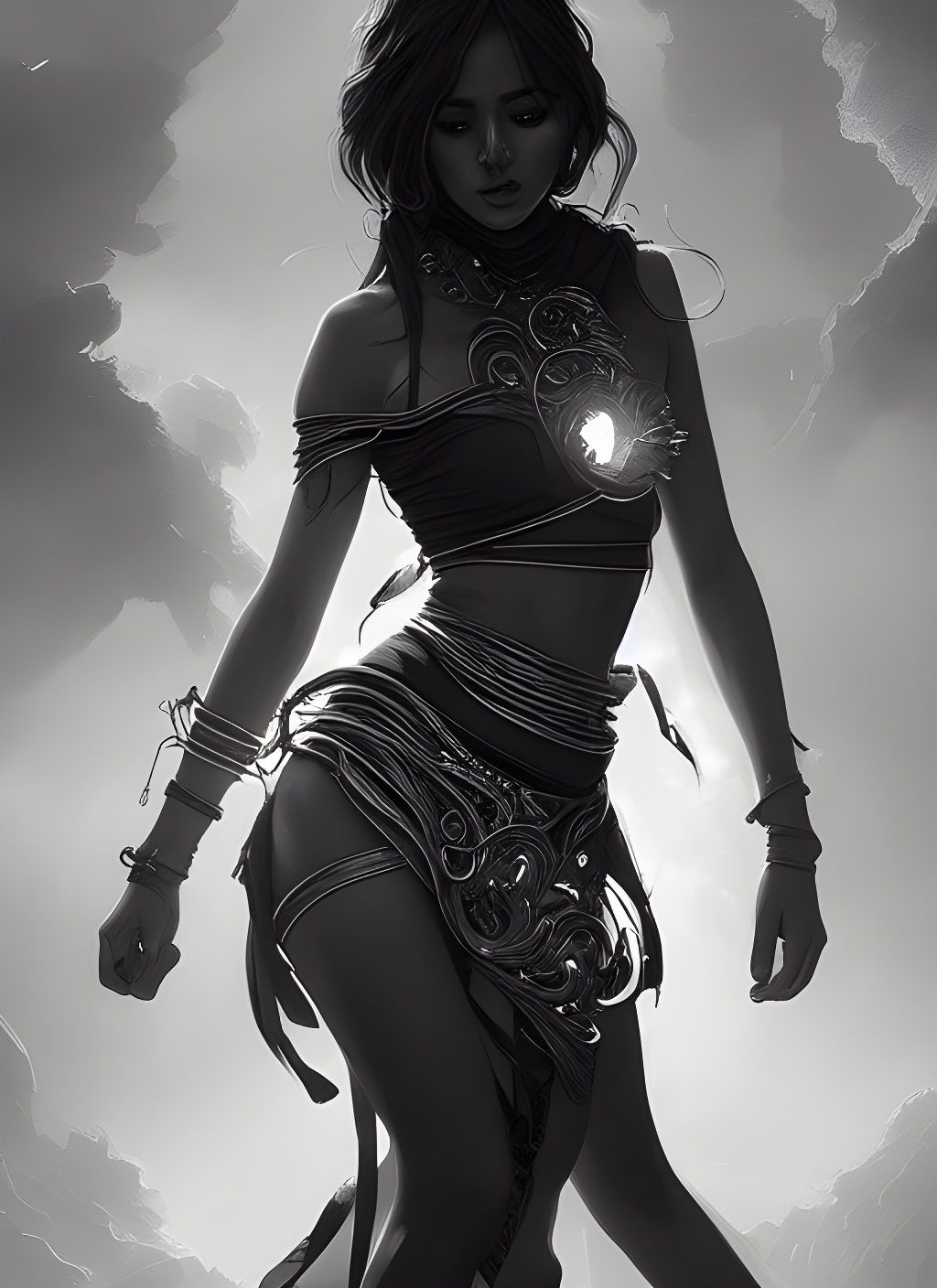 Radioactive Magic Sorceress in Digital Art Style