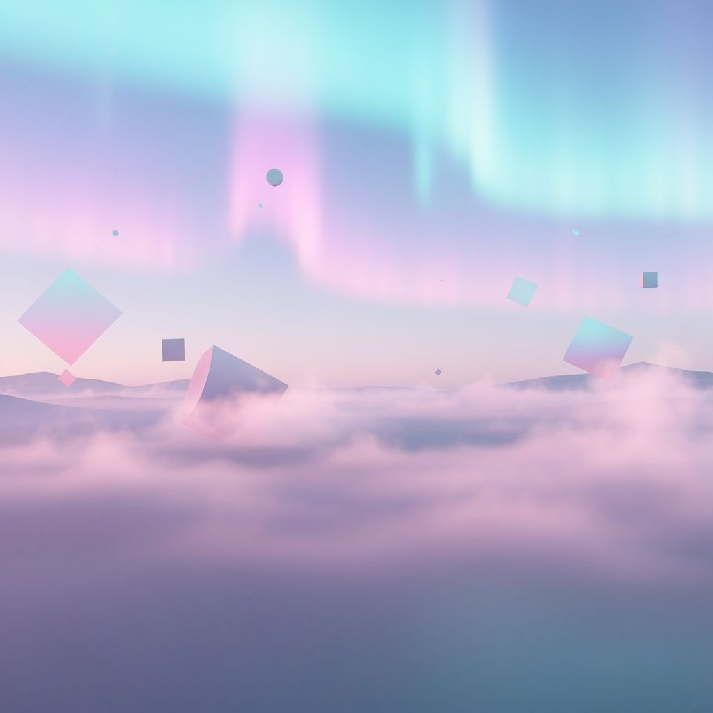 Ethereal Dawn Landscape of Abstract Floating Shapes