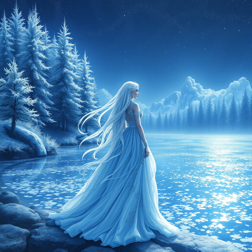 Mystical Woman in Ethereal Forest Landscape