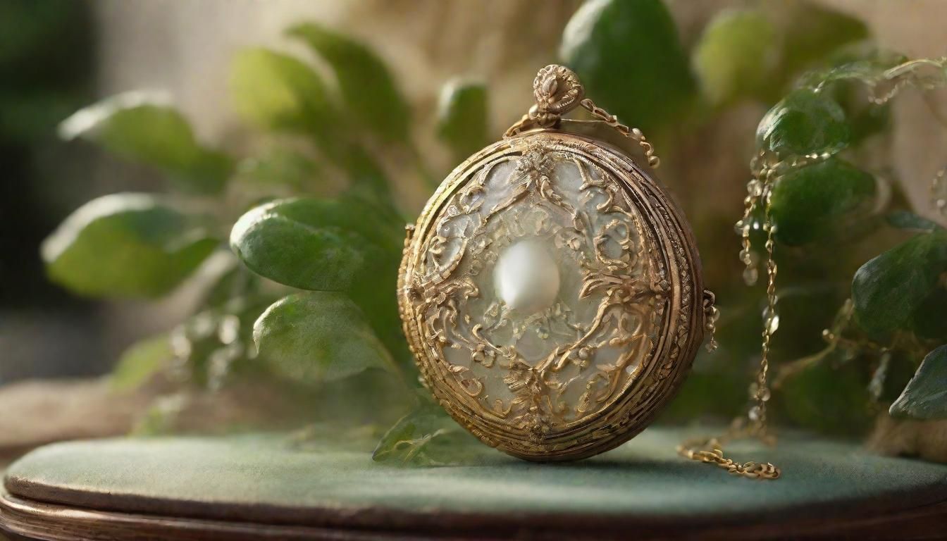 Crystal Locket on Antique Chest in Kinkade Style