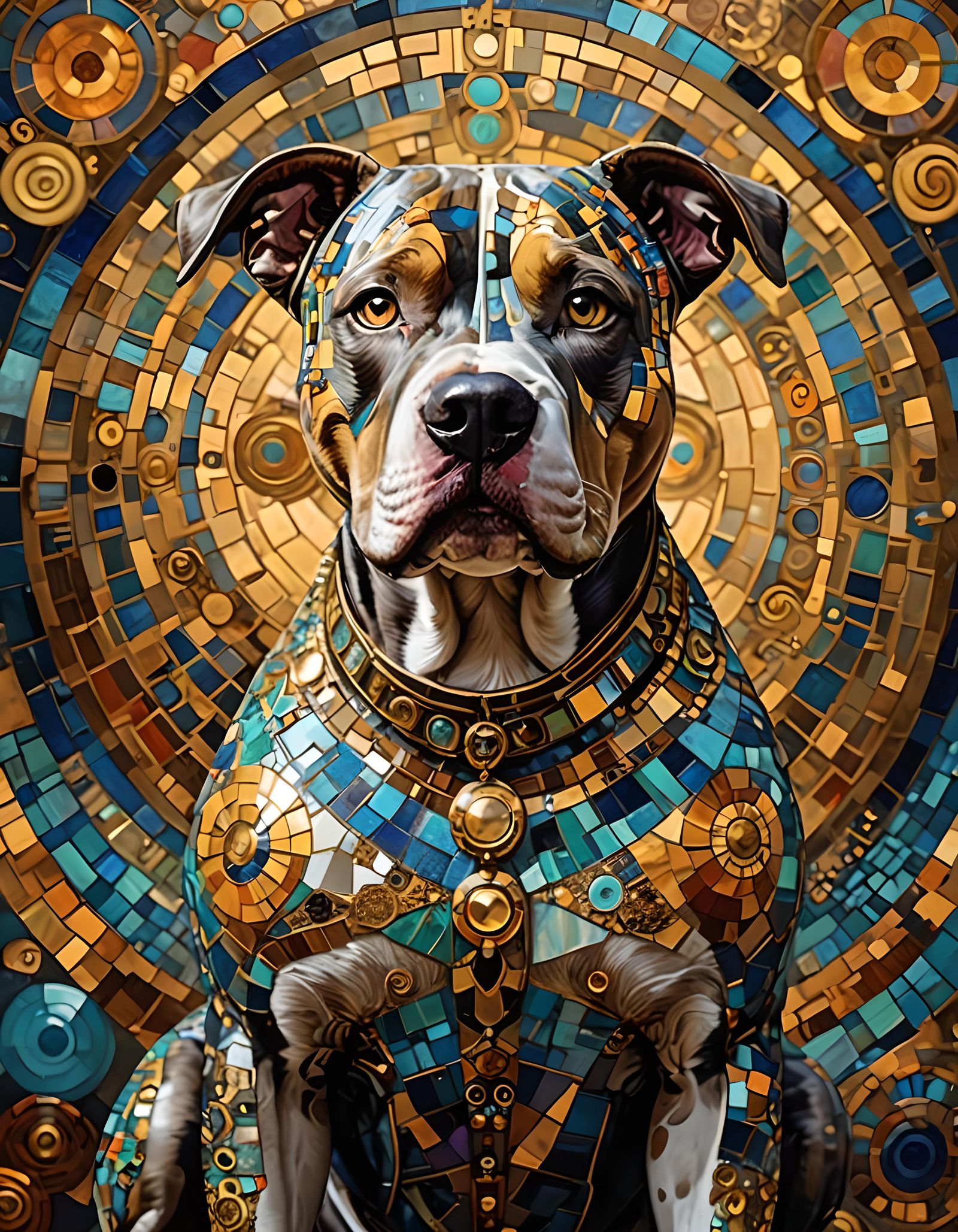 Pitbull in Art Deco Style with Pastel Colors