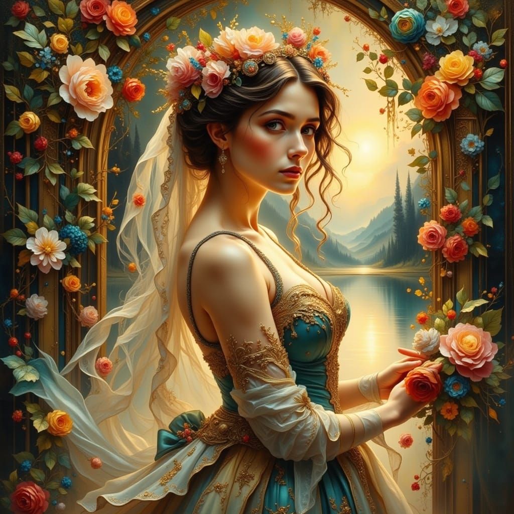 Elegant Woman Portrait in Impressionistic Style