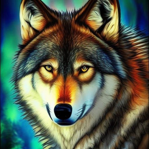 Hyperrealistic Wolves in Splash Art Style