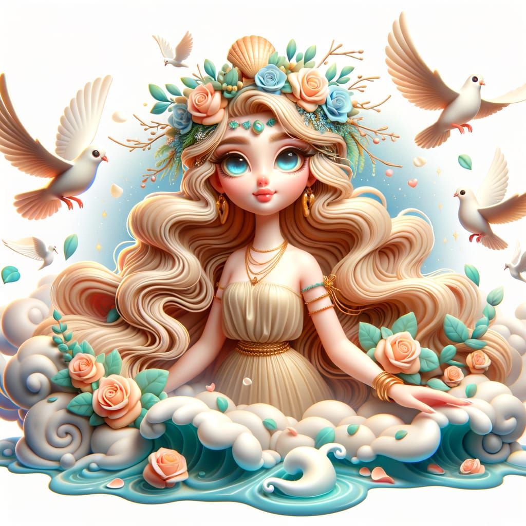 Aphrodite, Goddess of Love, in Disney Style