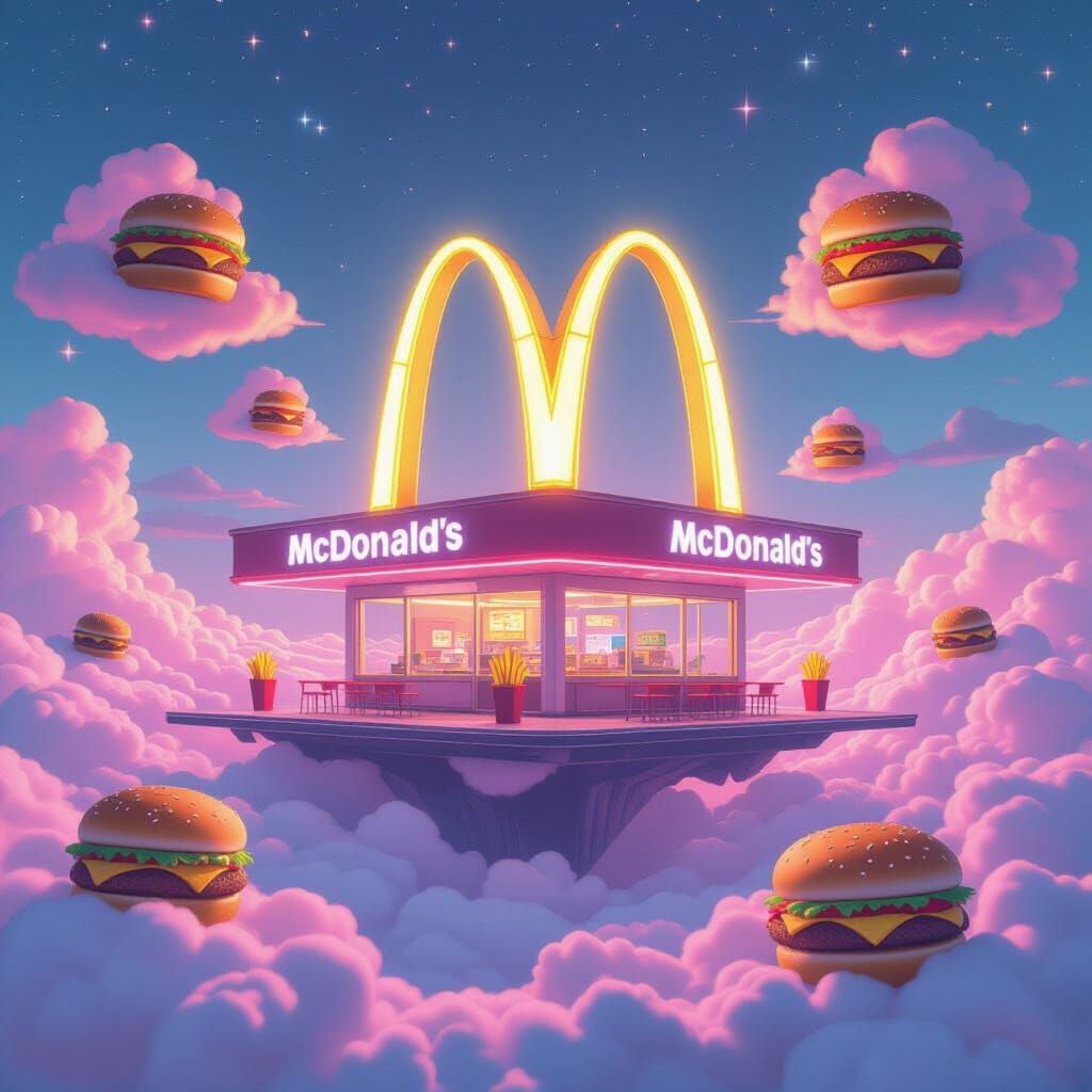 Surreal McDonald's Restaurant in Dreamy Landscape