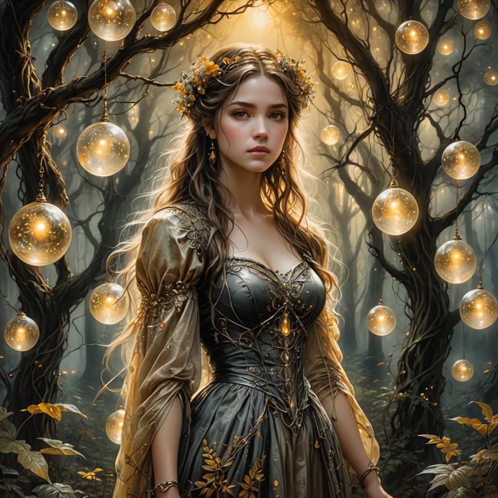 Mystical Forest Dreamscape in Pencil Sketching Style