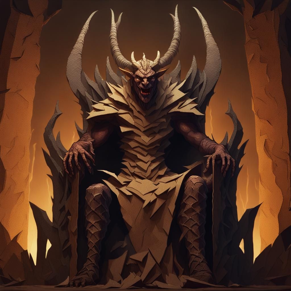 Demonic Cardboard Tyrant in Dark Fantasy Style