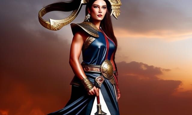 Powerful Woman as Roman God of War Portrait