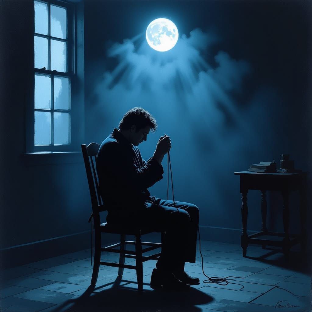 Figure Bound and Shorn in Moonlight