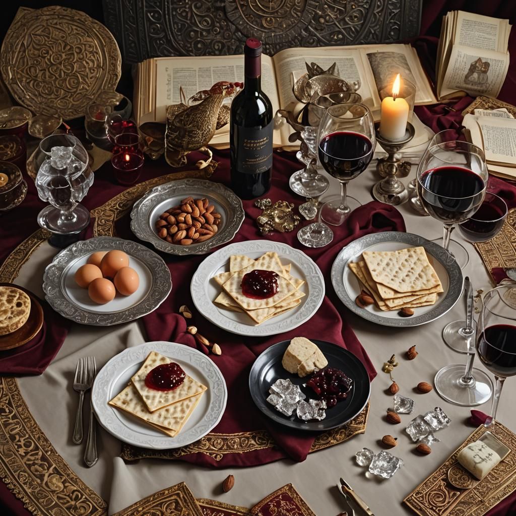 Passover Seder Still Life in Detailed Matte Painting