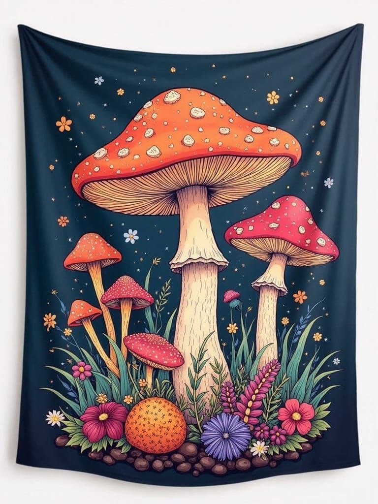 Magical Mushroom Tapestry for Bedroom Decor