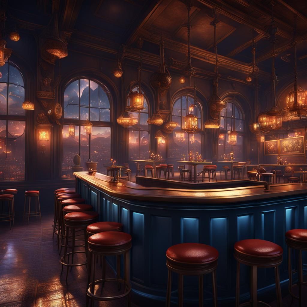 Night Cafe with Brush Strokes: Detailed Matte Painting