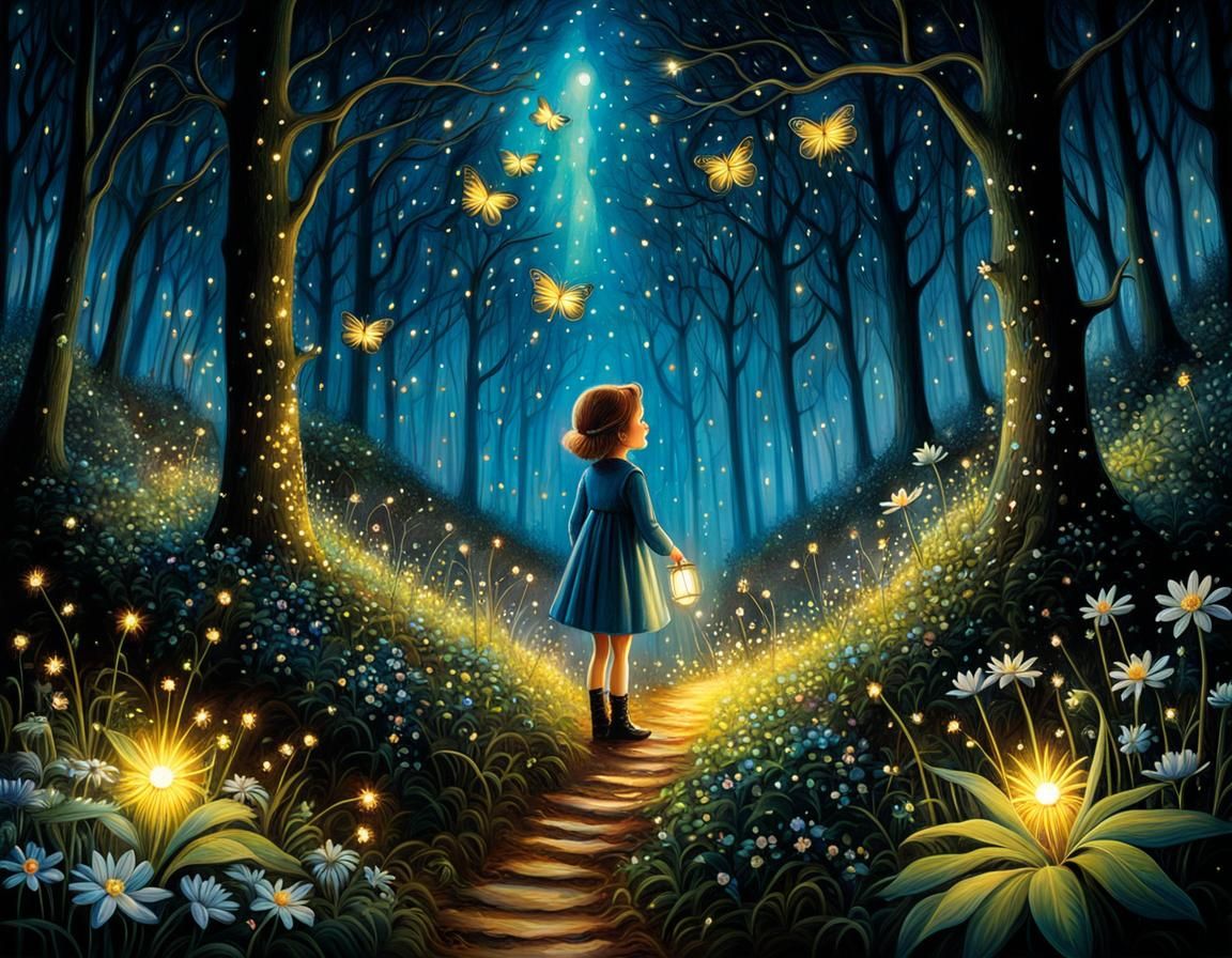 Magical Night Forest Wish on a Star