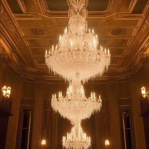 Southern Plantation Crystal Chandelier Digital Matte Paintin...