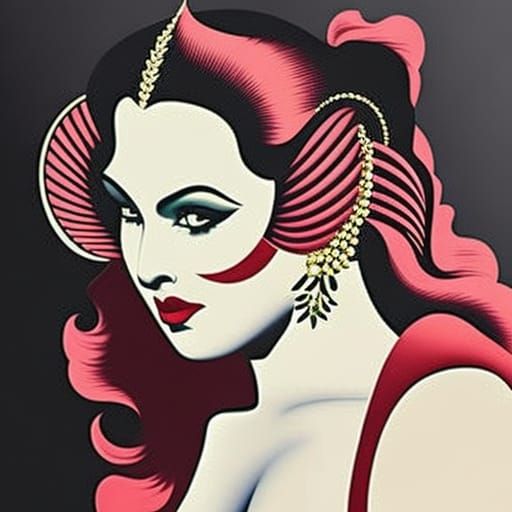 Vampire Queen Portrait in Art Deco Style