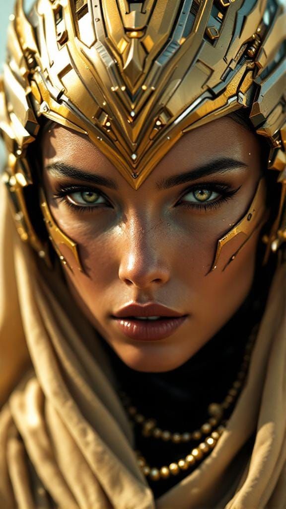 Cyber Warrior Queen in Golden Armor