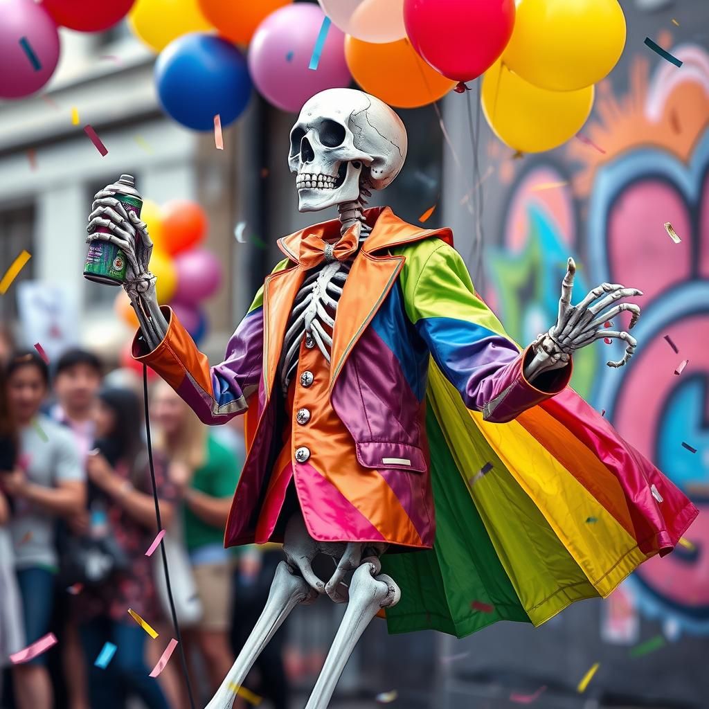 Nonbinary Skeleton Dancing at Pride Parade