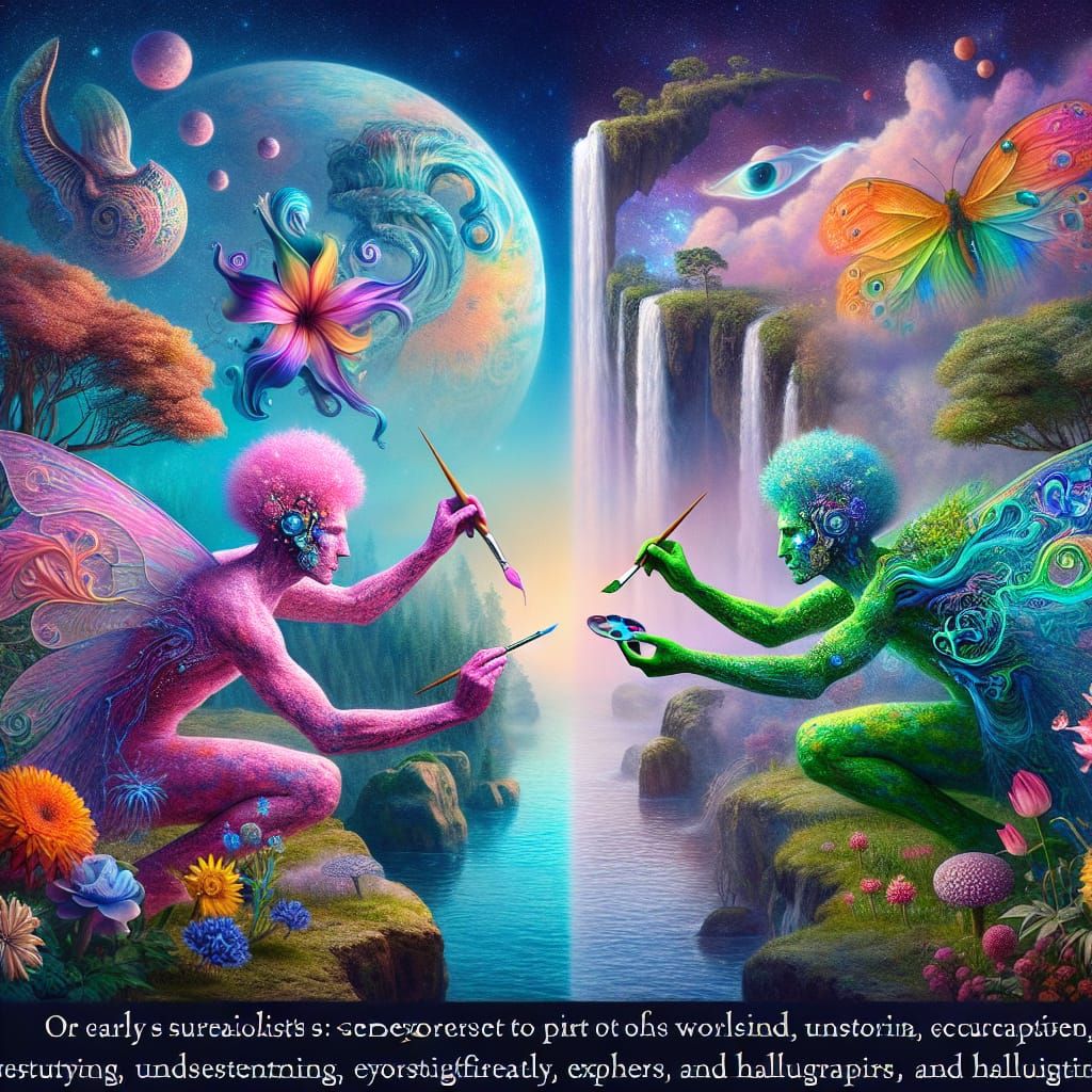 Surreal Humanoids Painting Vibrant Worlds