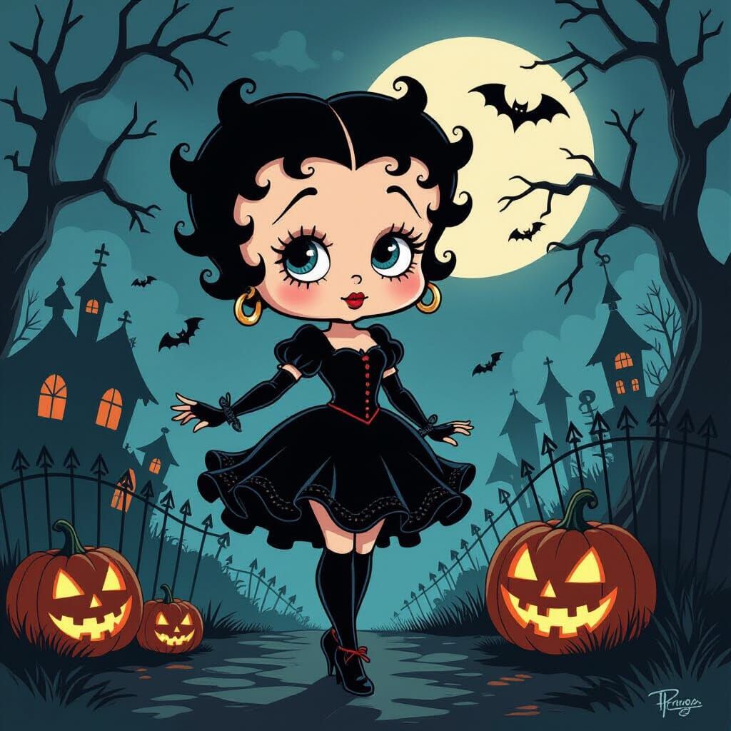 Creepy Cool Betty Boop Gothic Horror Halloween Art