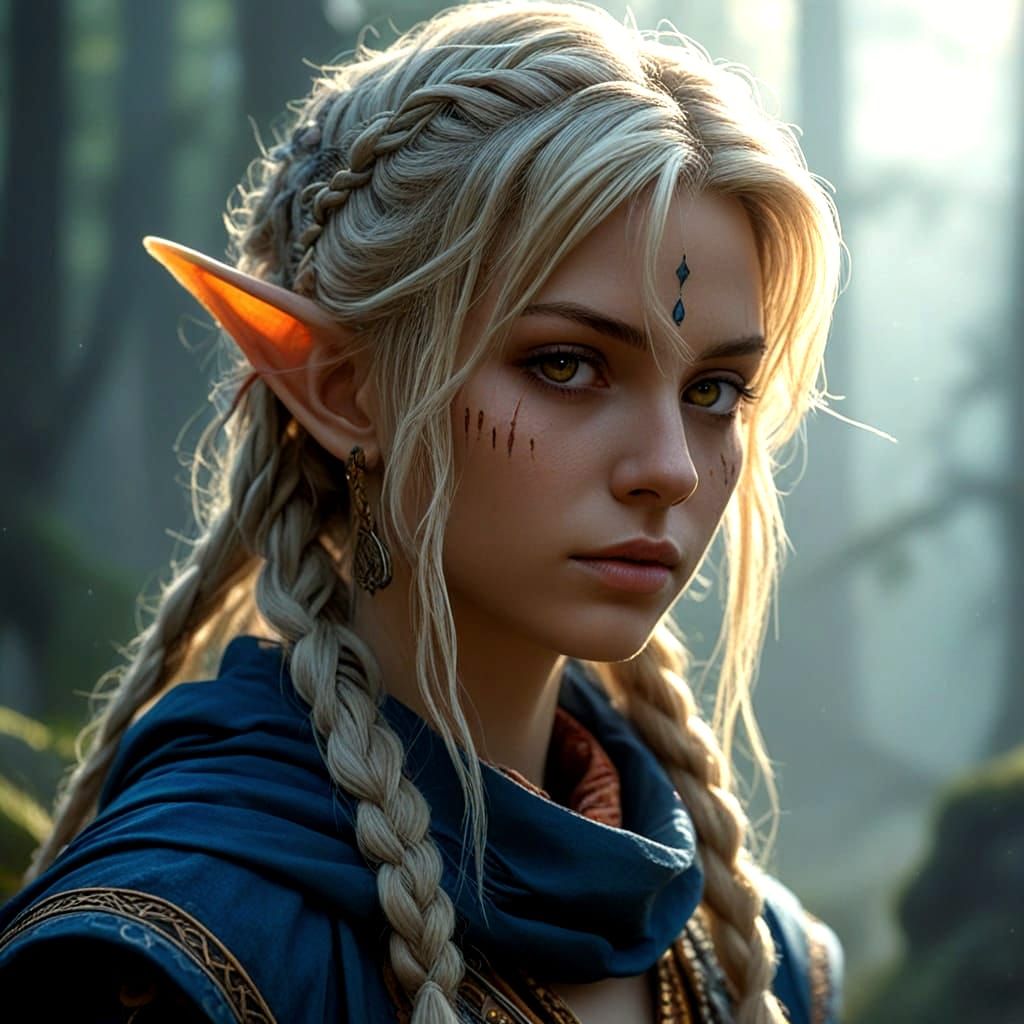 Ashy Blonde Navi with Amber Eyes in Dark Fantasy Realism