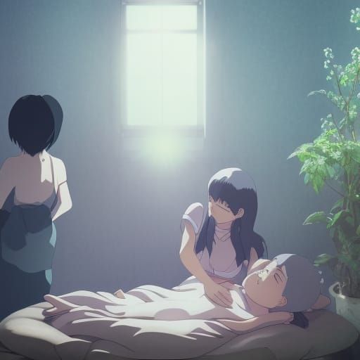 Anime-Style Image of Childbirth Inspired by Studio Ghibli