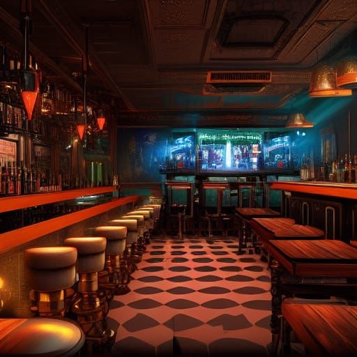 Robots with Lasers in Bar: Digital Matte Painting