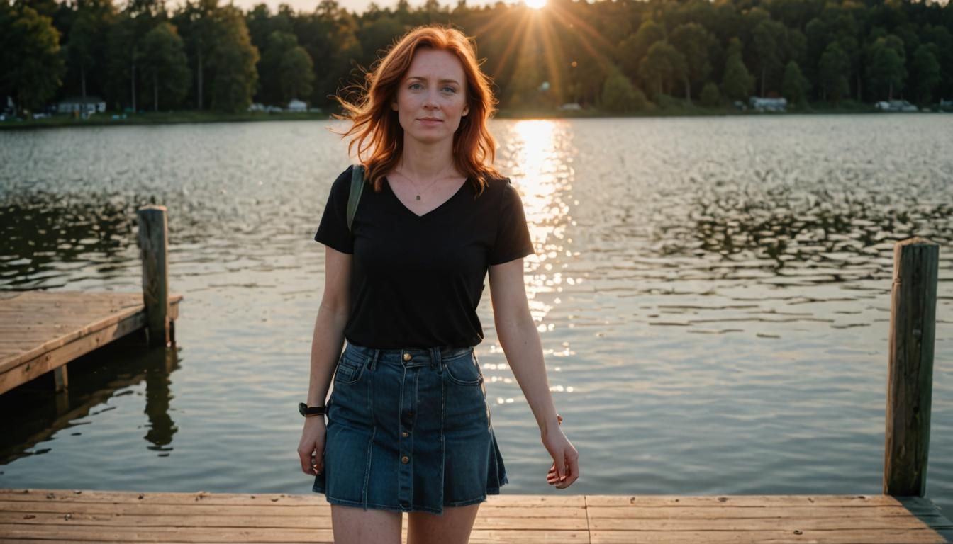 Woman on a Pier at Sunset