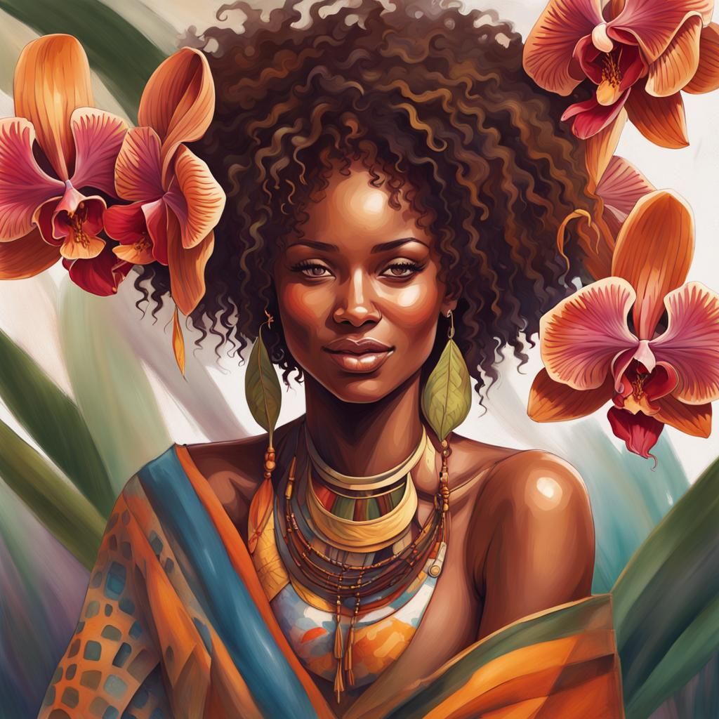 Vibrant Portrait of a Kenyan Woman in Acrylic