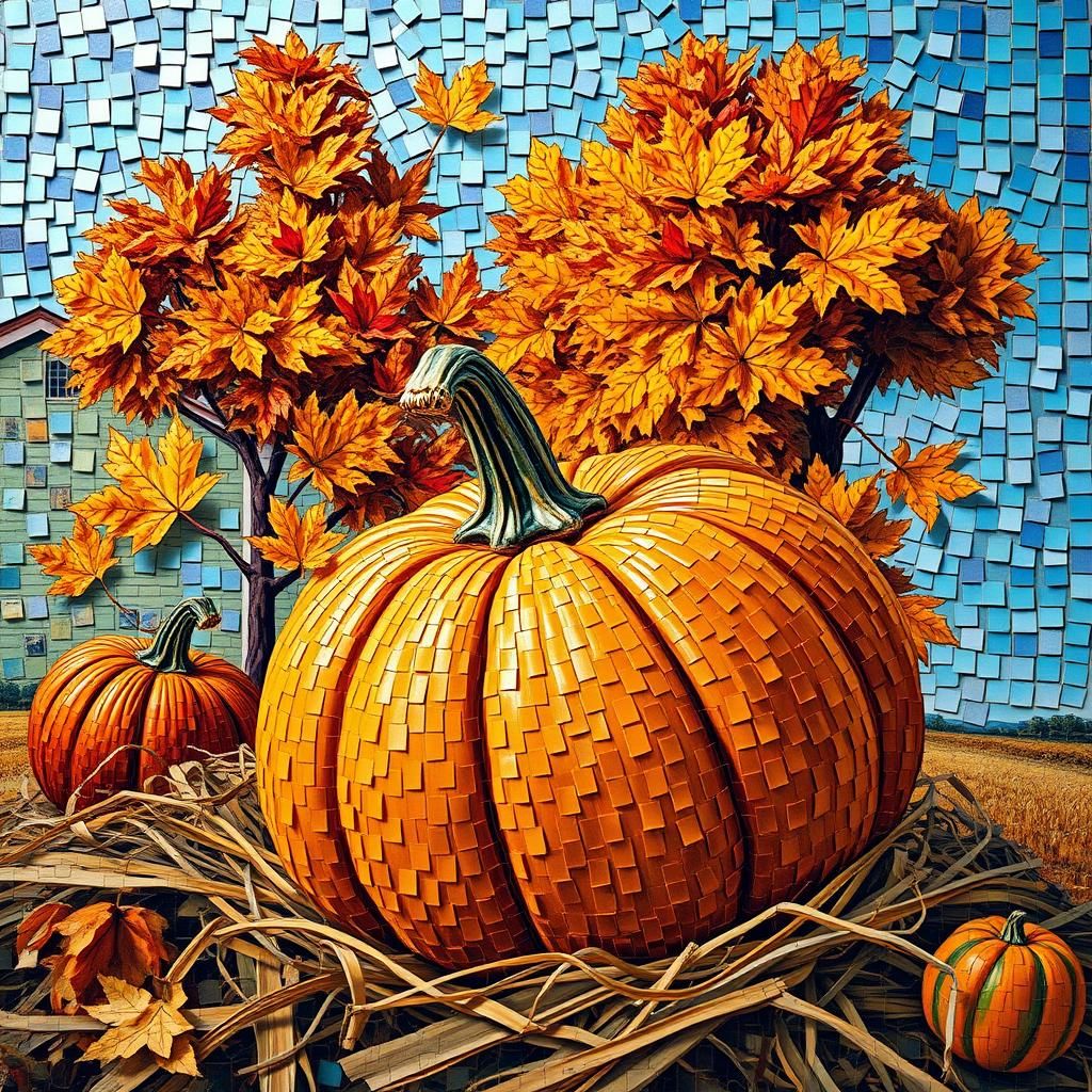 Autumn Harvest Mosaic in Van Gogh Style
